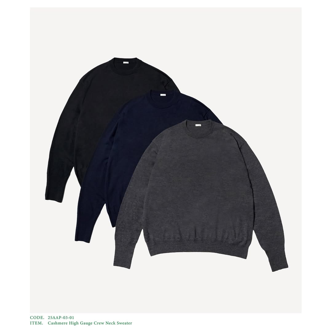 A.PRESSE 25AW Cashmere High Gauge Crew Neck Sweater